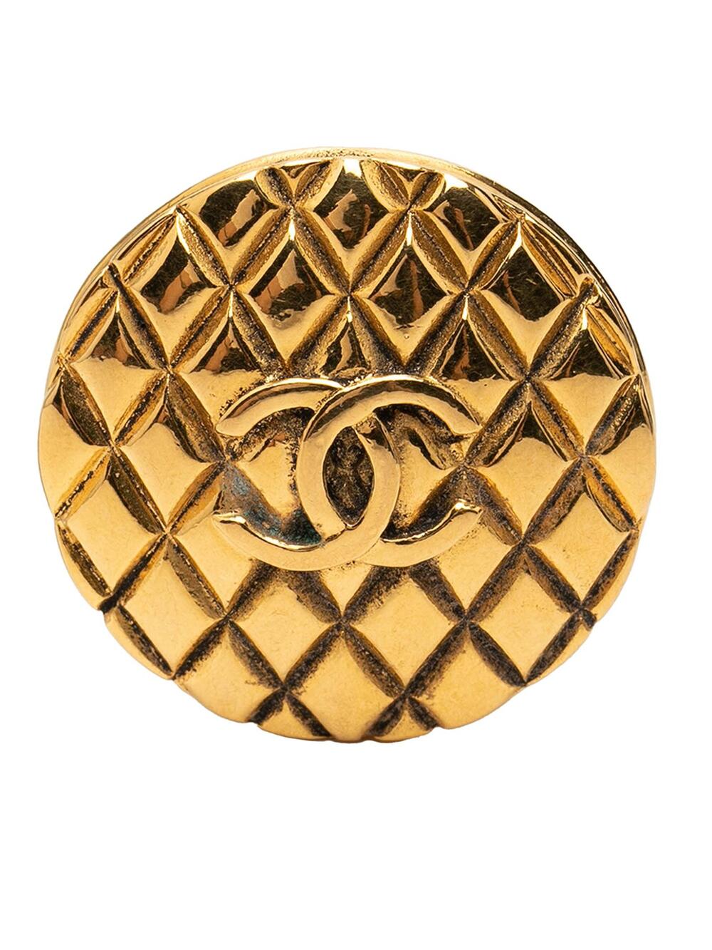 Chanel Cc Gold Plated Quilted Round #357951C60B